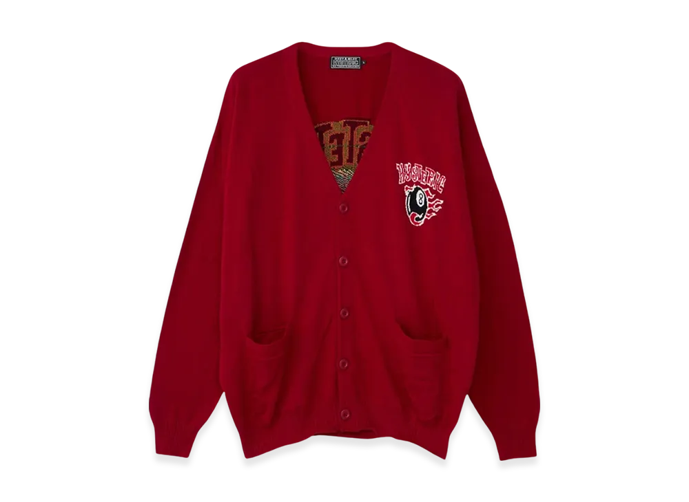 HYSTERIC GLAMOUR STBM Racing Jacquard Cardigan "Red"