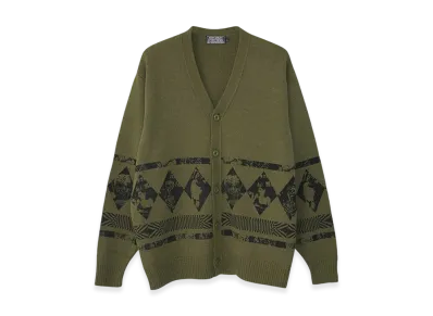 HYSTERIC GLAMOUR Destroy All Monsters Dam Argylle Cardigan "Khaki"