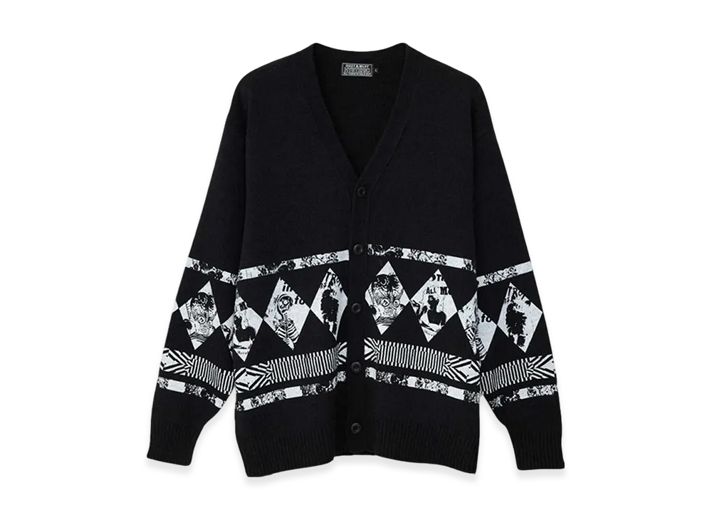 HYSTERIC GLAMOUR Destroy All Monsters Dam Argylle Cardigan "Black"