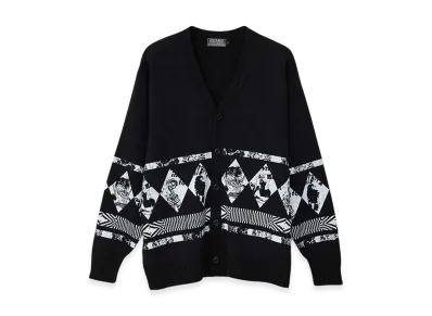 HYSTERIC GLAMOUR Destroy All Monsters Dam Argylle Cardigan "Black"