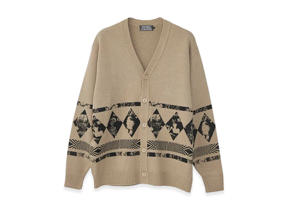 HYSTERIC GLAMOUR Destroy All Monsters Dam Argylle Cardigan "Beige"