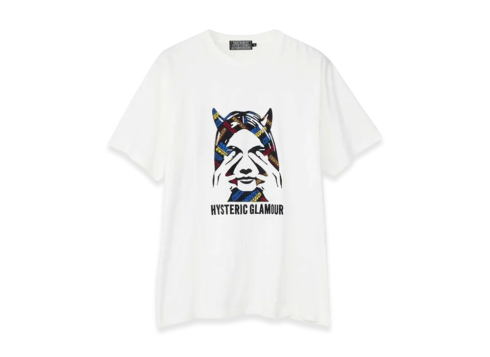 HYSTERIC GLAMOUR See No Evil Embroidered T-Shirt "White"