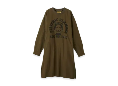HYSTERIC GLAMOUR See No Evil Pullover Dress "Khaki"
