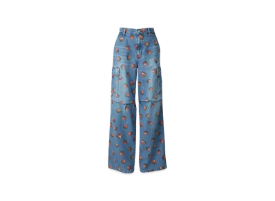 HYSTERIC GLAMOUR Skull Berry Pattern Cargo Pants "Blue"