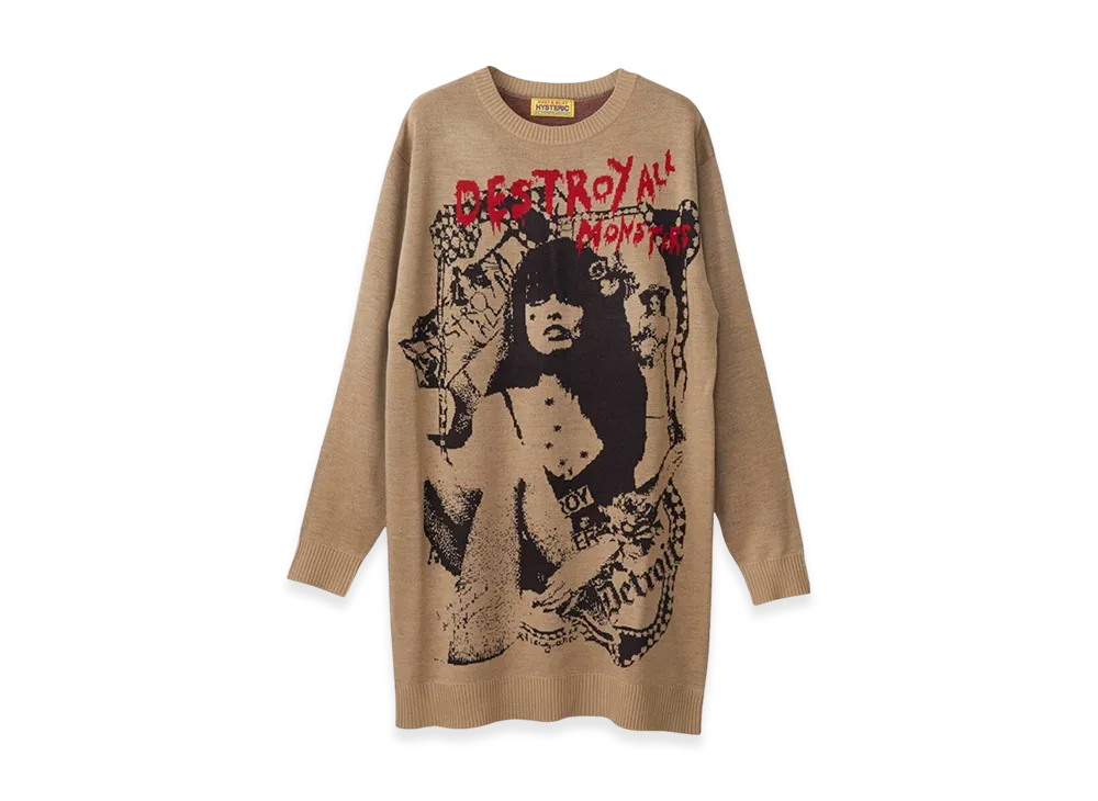 HYSTERIC GLAMOUR Destroy All Monsters Niagara Collage Jacquard Dress "Brown"