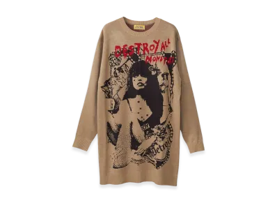 HYSTERIC GLAMOUR Destroy All Monsters Niagara Collage Jacquard Dress "Brown"