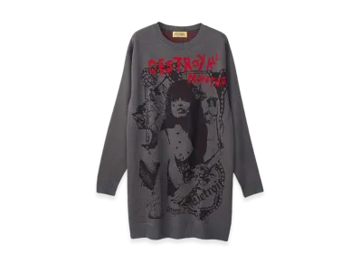 HYSTERIC GLAMOUR Destroy All Monsters Niagara Collage Jacquard Dress "Charcoal Gray"