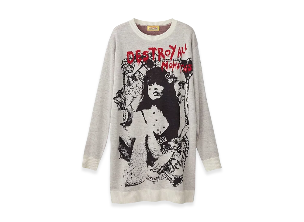 HYSTERIC GLAMOUR Destroy All Monsters Niagara Collage Jacquard Dress "White"