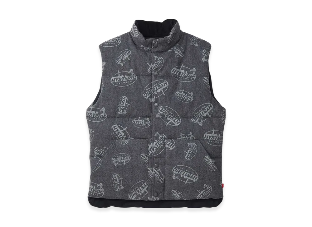 HYSTERIC GLAMOUR Oval Woman Pattern Denim Vest "Black"