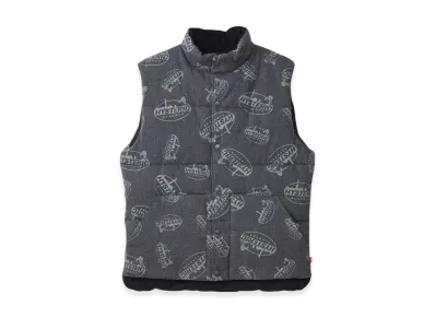 HYSTERIC GLAMOUR Oval Woman Pattern Denim Vest "Black"