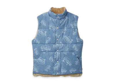 HYSTERIC GLAMOUR Oval Woman Pattern Denim Vest "Blue"