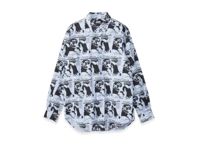 HYSTERIC GLAMOUR Sonic Youth Goo Scratch Pattern Regular Collar Shirt "Blue"