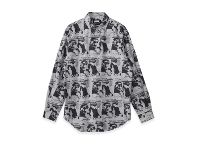 HYSTERIC GLAMOUR Sonic Youth Goo Scratch Pattern Regular Collar Shirt "Gray"