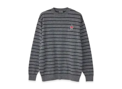 HYSTERIC GLAMOUR Vixen Girl Patch Striped Sweater "Top Gray"
