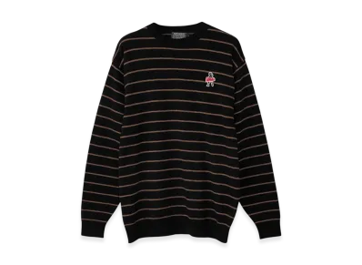 HYSTERIC GLAMOUR Vixen Girl Patch Striped Sweater "Black"