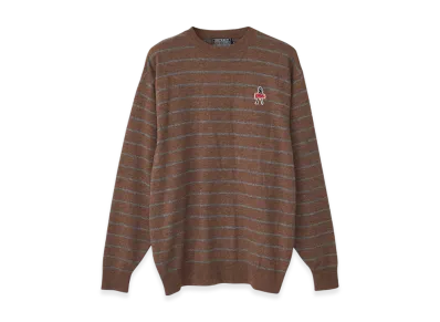 HYSTERIC GLAMOUR Vixen Girl Patch Striped Sweater "Brown"