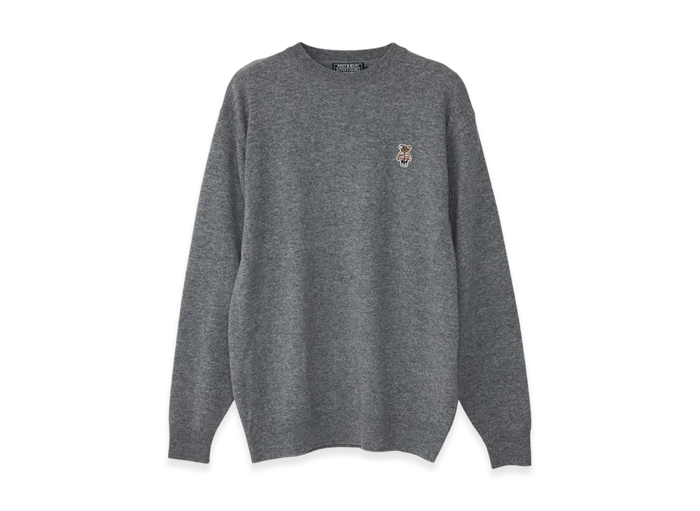 HYSTERIC GLAMOUR Bear Youth Patch Sweater "Top Gray"