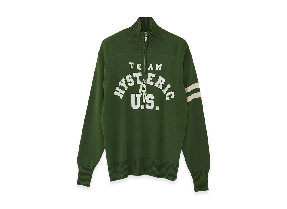 HYSTERIC GLAMOUR Team Hysteric Motorcycle Sweater "Green"