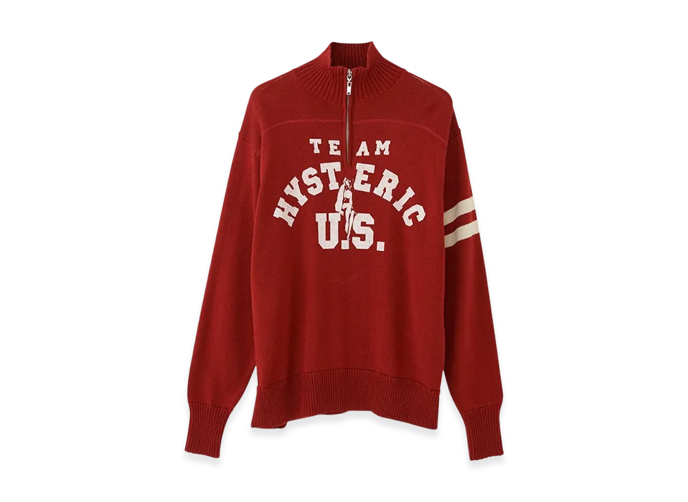 HYSTERIC GLAMOUR Team Hysteric Motorcycle Sweater "Red"