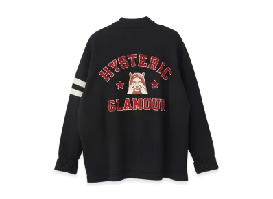 HYSTERIC GLAMOUR See No Evil Embroidered Lettered Cardigan "Black"