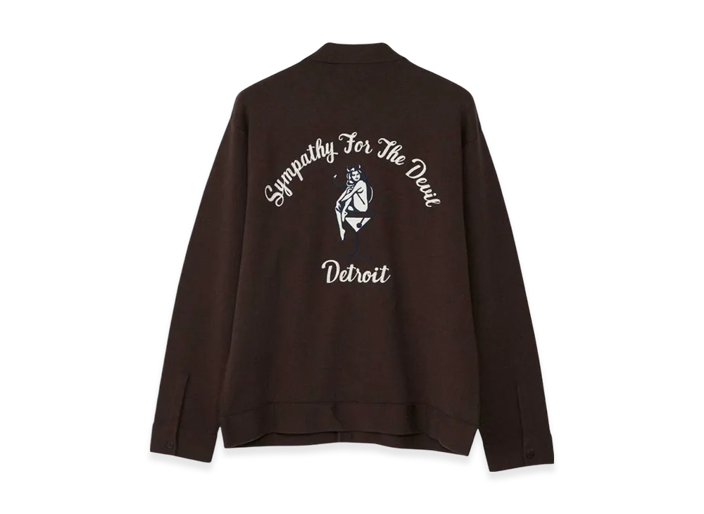 HYSTERIC GLAMOUR Devil's Lounge Embroidered Polo Collar Cardigan "Brown"