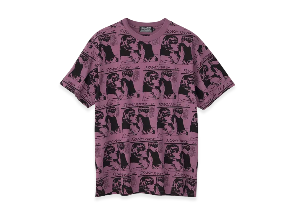 HYSTERIC GLAMOUR Sonic Youth Goo Scratch Pattern T-Shirt "Purple"