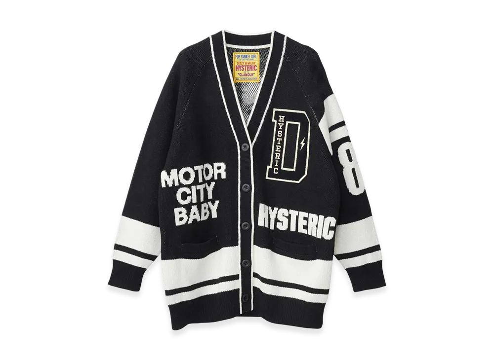 HYSTERIC GLAMOUR Motor City Baby Patch Jacquard Cardigan "Black"