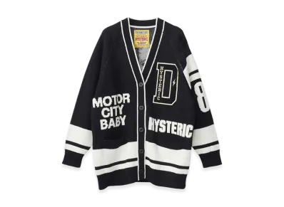 HYSTERIC GLAMOUR Motor City Baby Patch Jacquard Cardigan "Black"