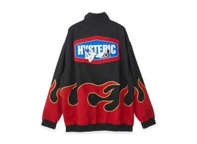 HYSTERIC GLAMOUR Flame Pattern Applique Stand Collared Jacket "Black"