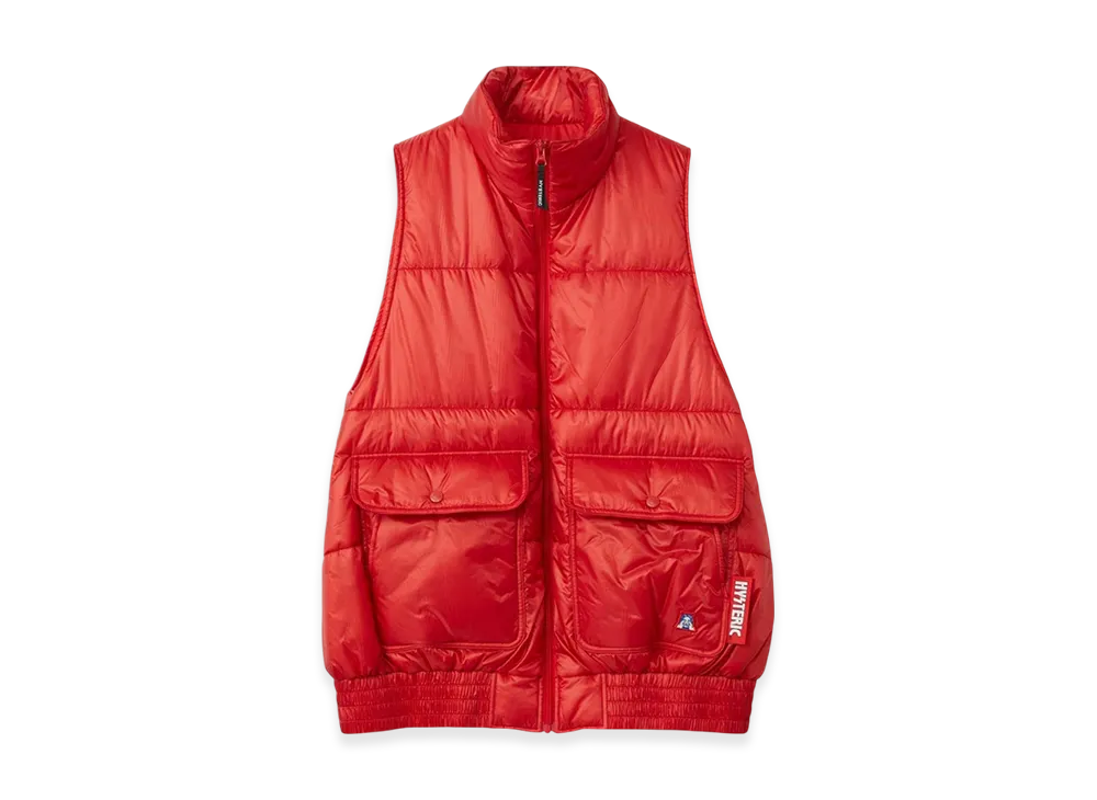 HYSTERIC GLAMOUR See No Evil Patch Stand-Up Collar Vest "Red"