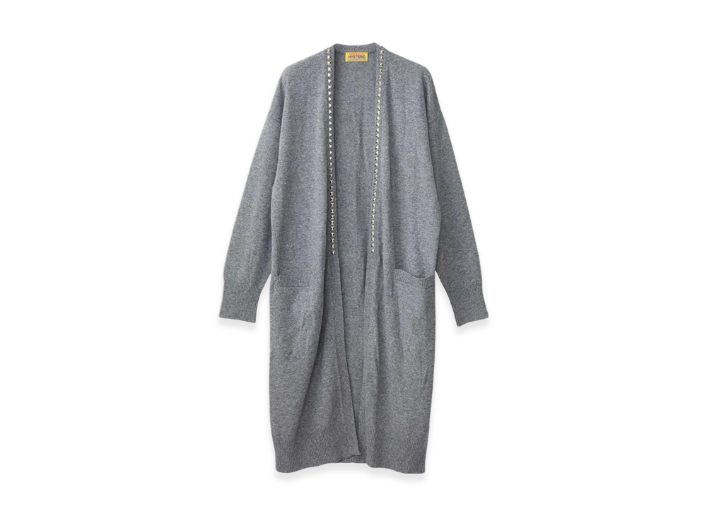 HYSTERIC GLAMOUR Studded Long Cardigan "Top Gray"