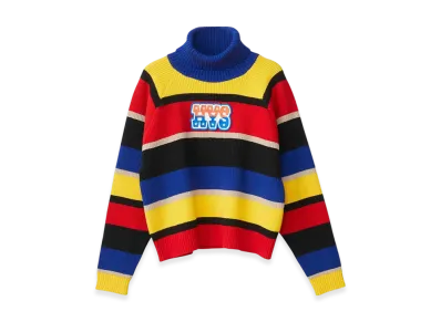 HYSTERIC GLAMOUR Campaign Logo Patch Striped Sweater "Blue"