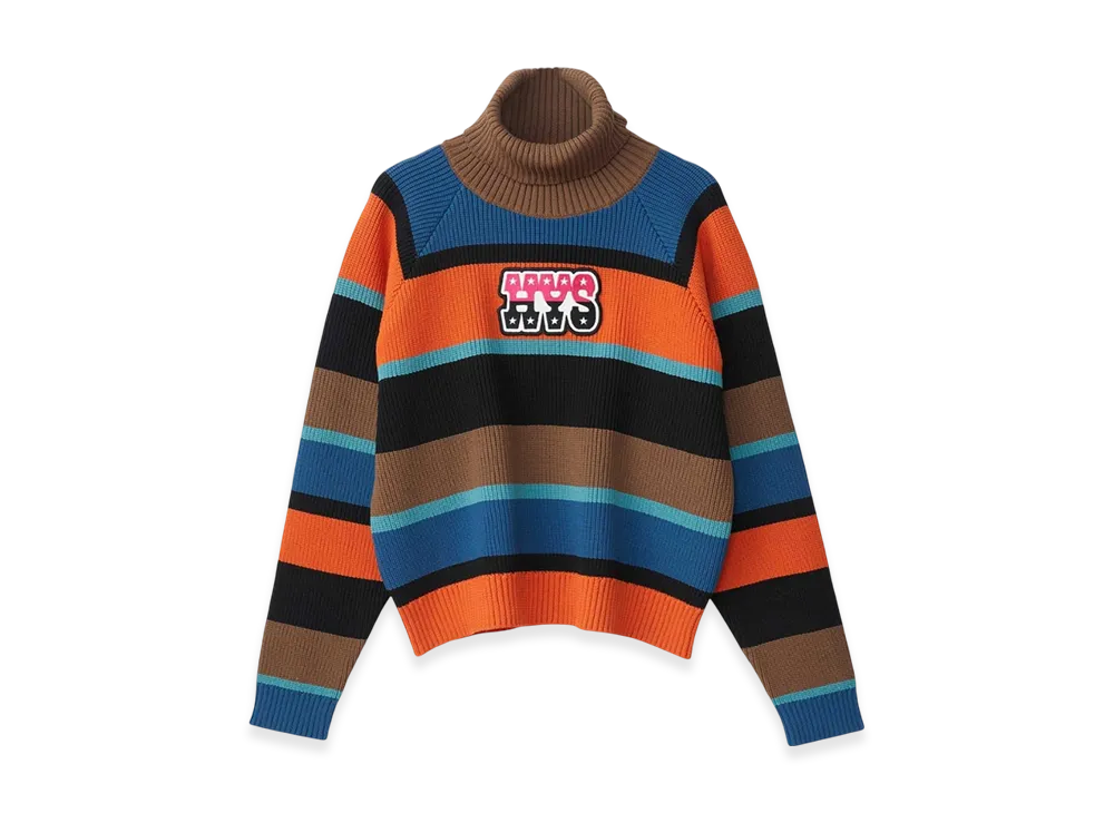 HYSTERIC GLAMOUR Campaign Logo Patch Striped Sweater "Brown"
