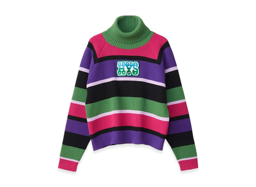 HYSTERIC GLAMOUR Campaign Logo Patch Striped Sweater "Green"