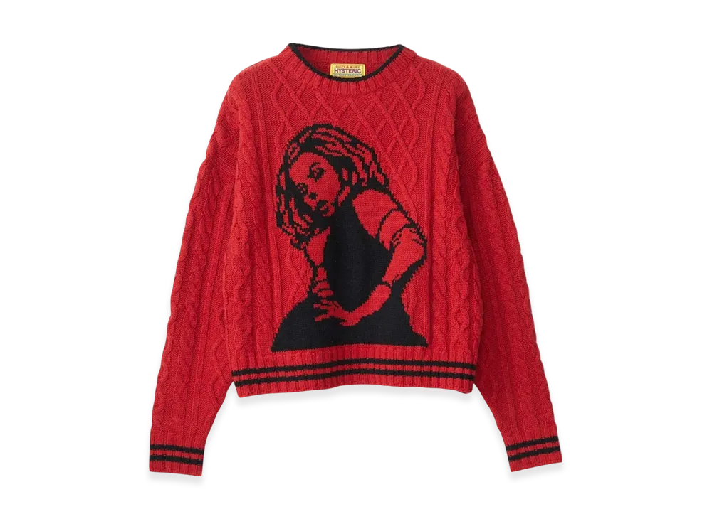 HYSTERIC GLAMOUR Vixen Girl Jacquard Sweater "Red"