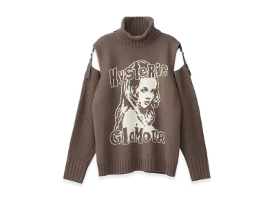 HYSTERIC GLAMOUR Quiet Punk Jacquard Turtle Neck Pullover "Gray"