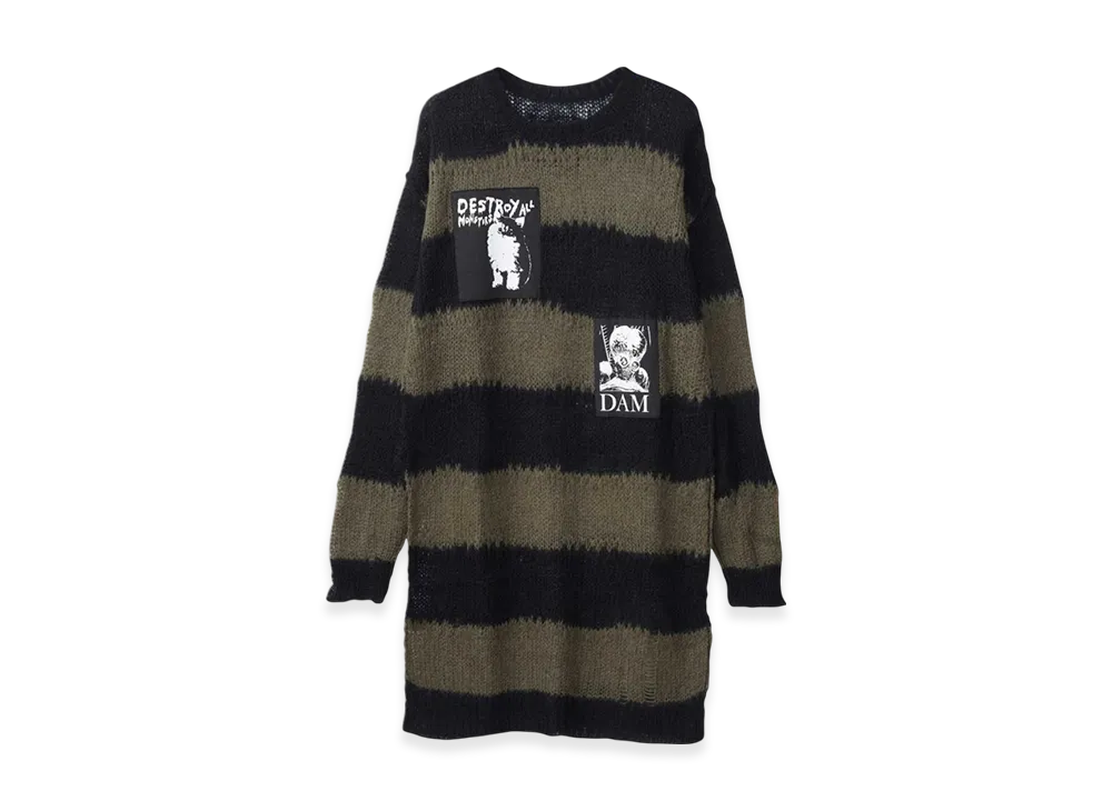 HYSTERIC GLAMOUR Destroy All Monsters Dam Monster Crash Border Dress "Khaki"