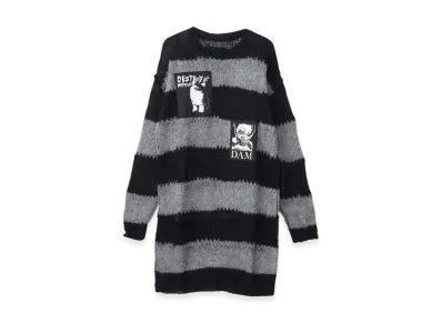 HYSTERIC GLAMOUR Destroy All Monsters Dam Monster Crash Border Dress "Gray"