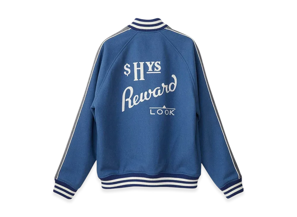 HYSTERIC GLAMOUR HG Reward Embroidered Stadium Jacket "Blue"