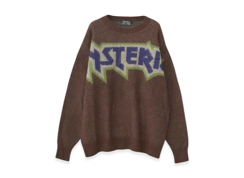 HYSTERIC GLAMOUR Maiden Logo Jacquard Sweater "Brown"
