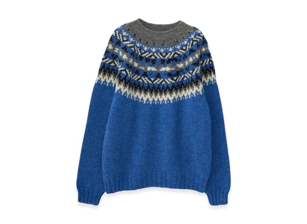 HYSTERIC GLAMOUR x Harley of Scotland HYS Logo Jacquard Nordic Sweater "Top Gray"