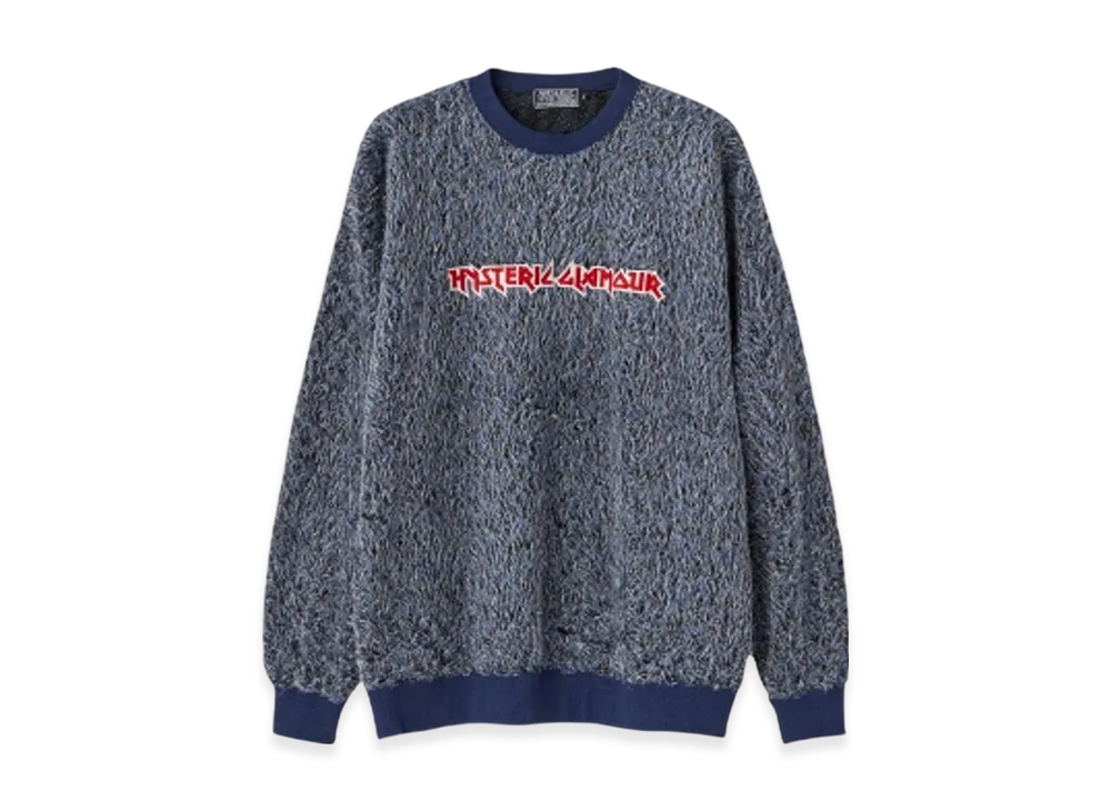 HYSTERIC GLAMOUR Metal Logo Embroidered Pullover "Blue"