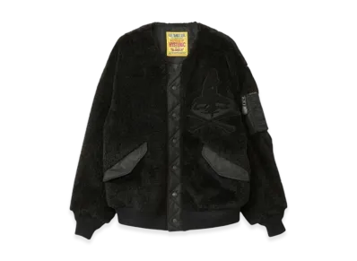 HYSTERIC GLAMOUR on Skull Patch Faux Fur Blouson "Black"