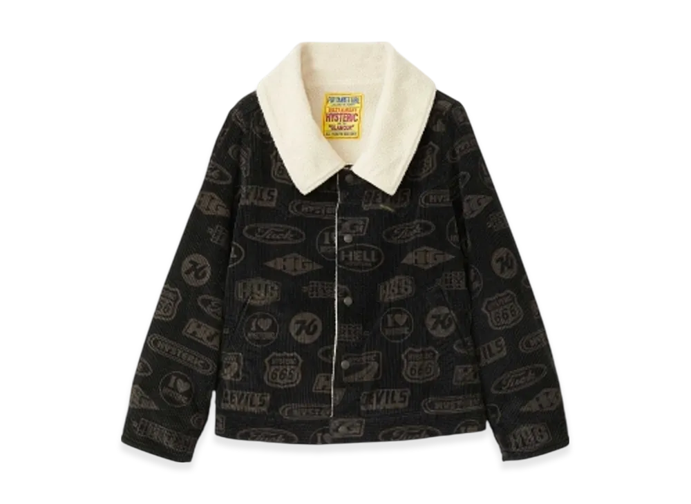 HYSTERIC GLAMOUR Motor City Fever Pattern Fleece Lined Jacket "Black"