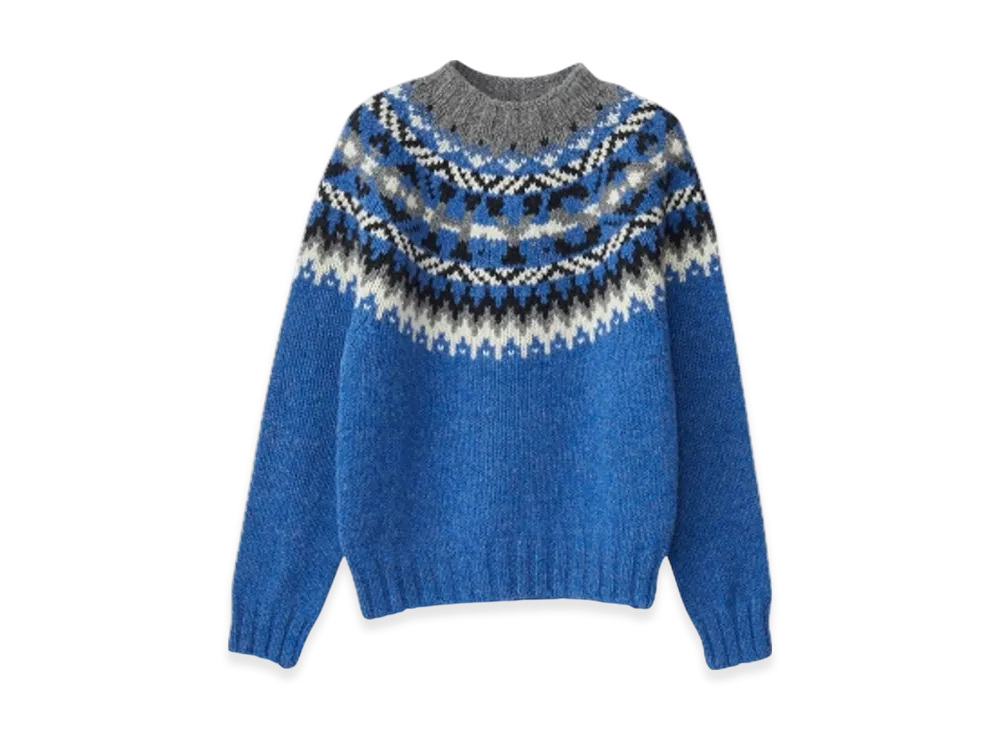 HYSTERIC GLAMOUR x Harley of Scotland HYS Logo Jacquard Nordic Sweater "Blue"