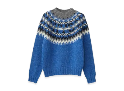 HYSTERIC GLAMOUR x Harley of Scotland HYS Logo Jacquard Nordic Sweater "Blue"