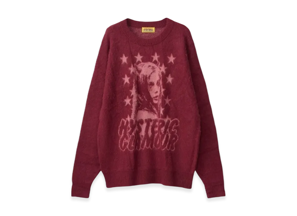 HYSTERIC GLAMOUR Devil Girl Jacquard Sweater "Red"