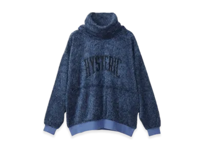 HYSTERIC GLAMOUR Varsity Logo Embroidered Off-Turtleneck Pullover "Blue"