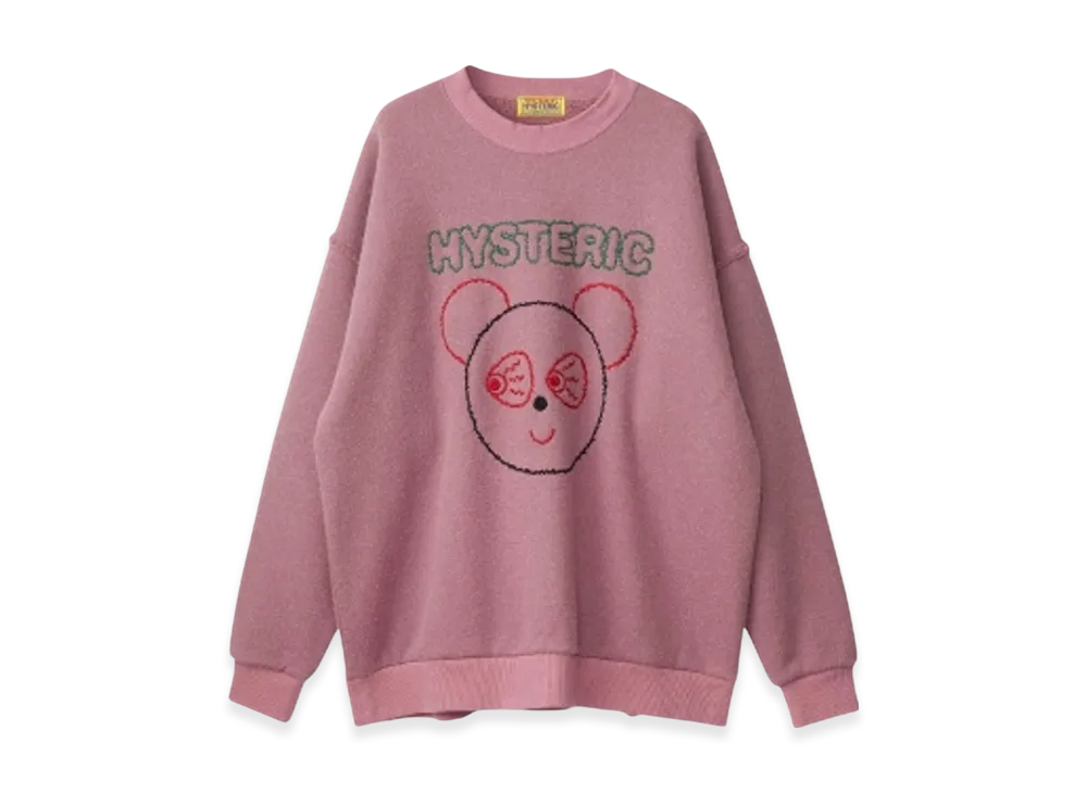 HYSTERIC GLAMOUR Red Eye Flash Embroidered Oversized Sweatshirt "Pink"