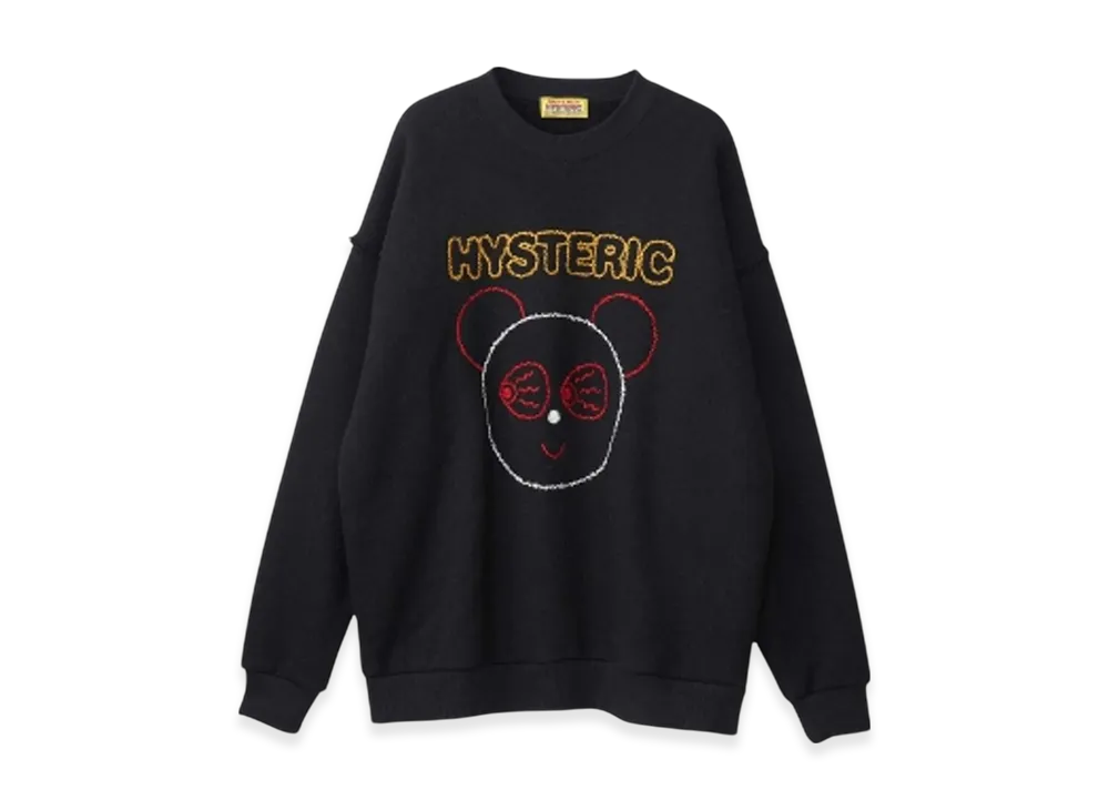 HYSTERIC GLAMOUR Red Eye Flash Embroidered Oversized Sweatshirt "Black"